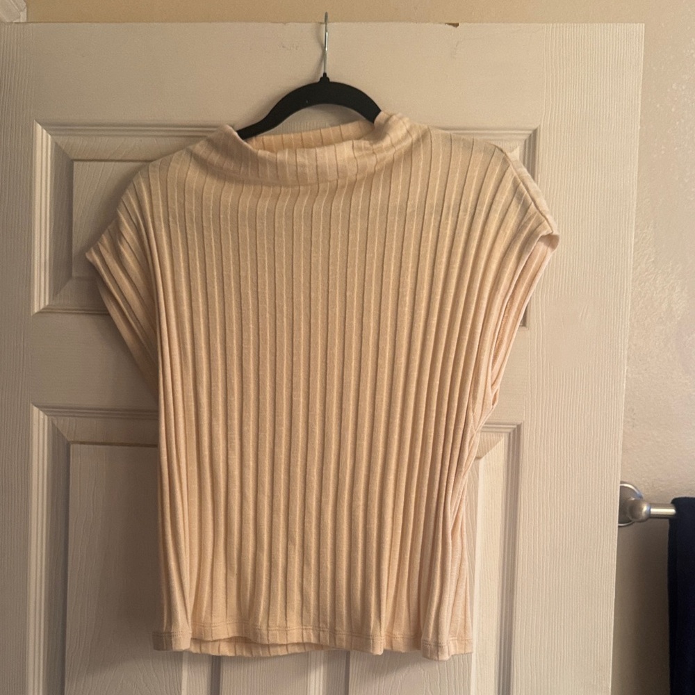 Michael Stars Beige Ribbed Knit Top